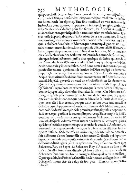 Mythologie, Paris, 1627 - VII, 9 : D’Atalante, p. 738
