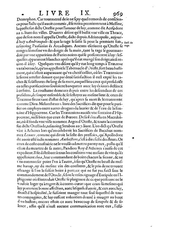 Mythologie, Paris, 1627 - IX, 3 : D’Oreste, p. 969