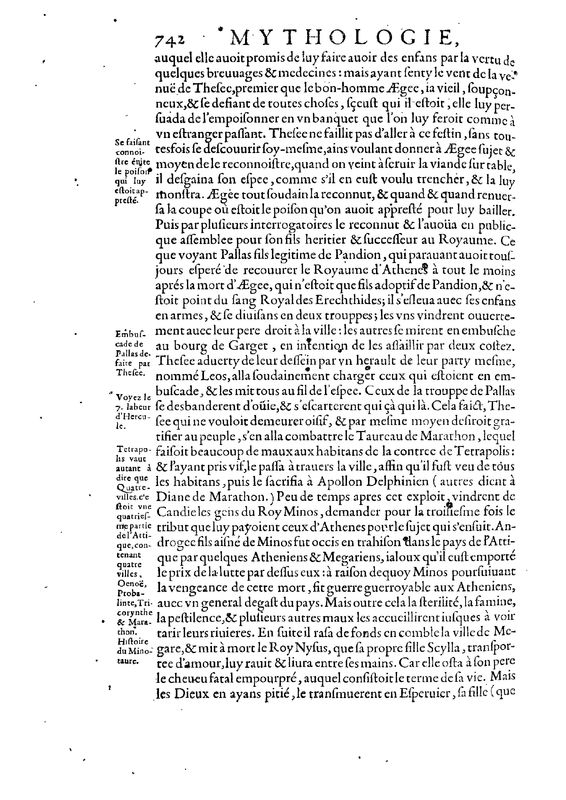 Mythologie, Paris, 1627 - VII, 10 : De Thesee, p. 742
