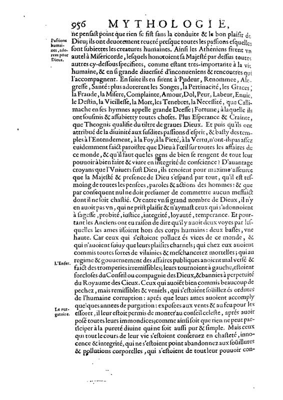 Mythologie, Paris, 1627 - IX, 1 : Combien sagement les Anciens ont introduit leur Religion, les honneurs de leurs Prestres, & le lieu des Enfers, p. 956