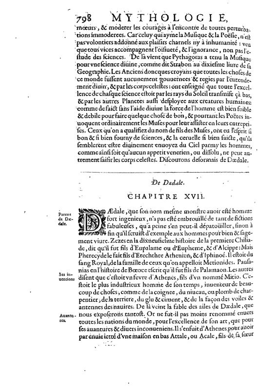 Mythologie, Paris, 1627 - VII, 17 : De Dedale, p. 798