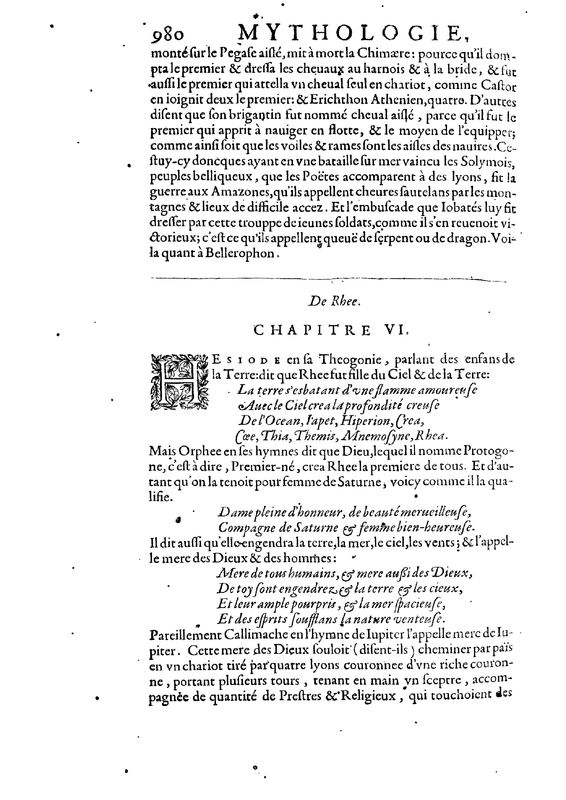 Mythologie, Paris, 1627 - IX, 6 : De Rhee, p. 980