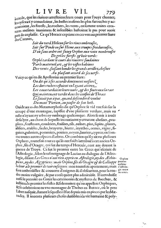 Mythologie, Paris, 1627 - VII, 15 : D’Orphee, p. 779