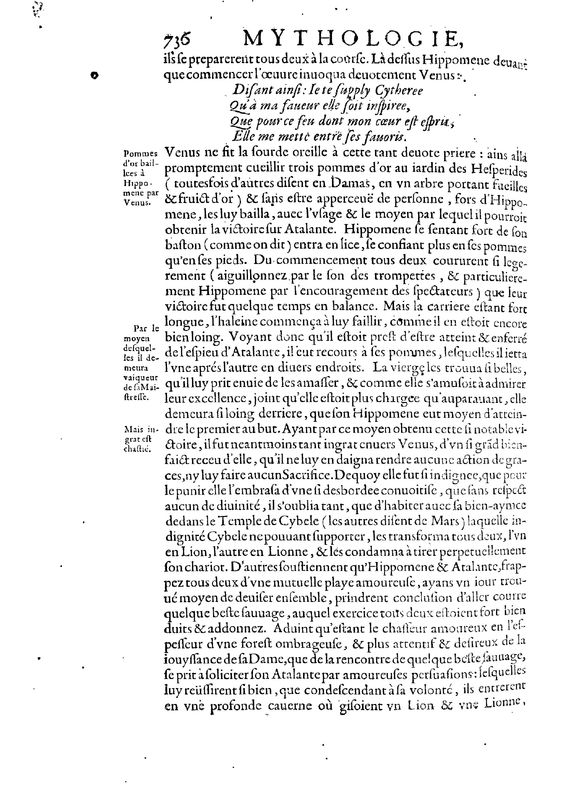 Mythologie, Paris, 1627 - VII, 9 : D’Atalante, p. 736