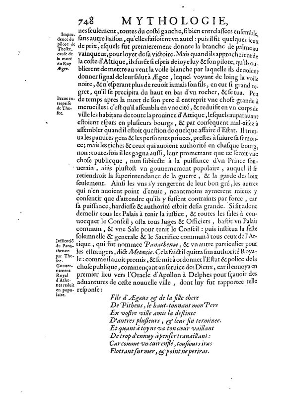 Mythologie, Paris, 1627 - VII, 10 : De Thesee, p. 748