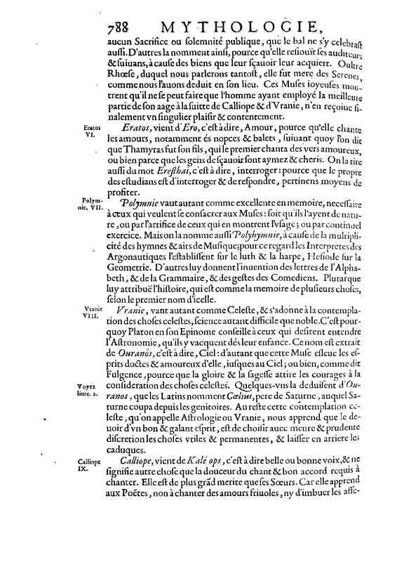 Mythologie, Paris, 1627 - VII, 16 : Des Muses, p. 788