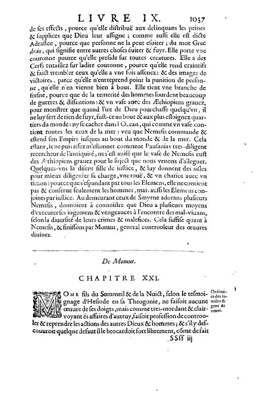 Mythologie, Paris, 1627 - IX, 21 : De Momus, p. 1037