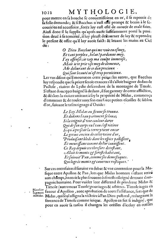 Mythologie, Paris, 1627 - IX, 16 : De Mydas, p. 1022