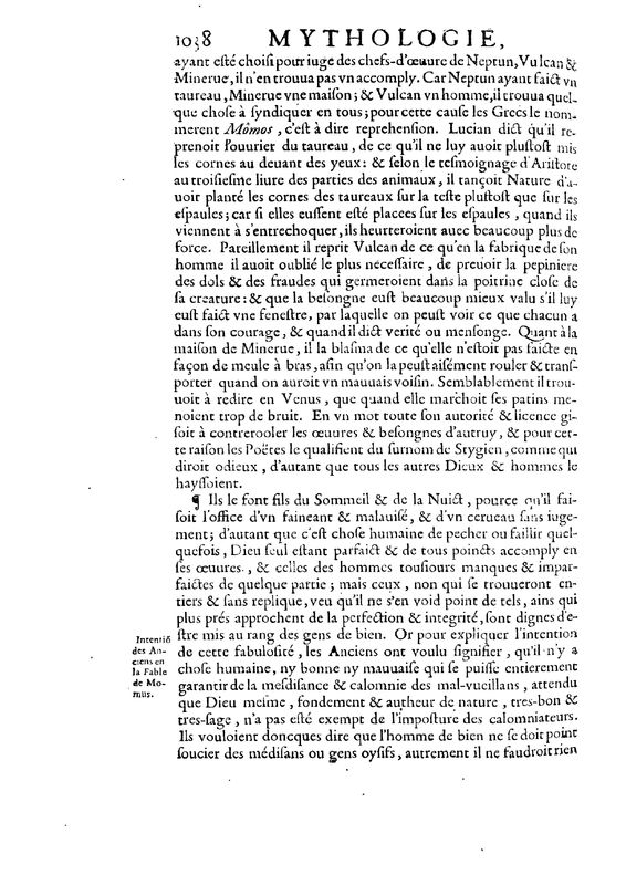 Mythologie, Paris, 1627 - IX, 21 : De Momus, p. 1038