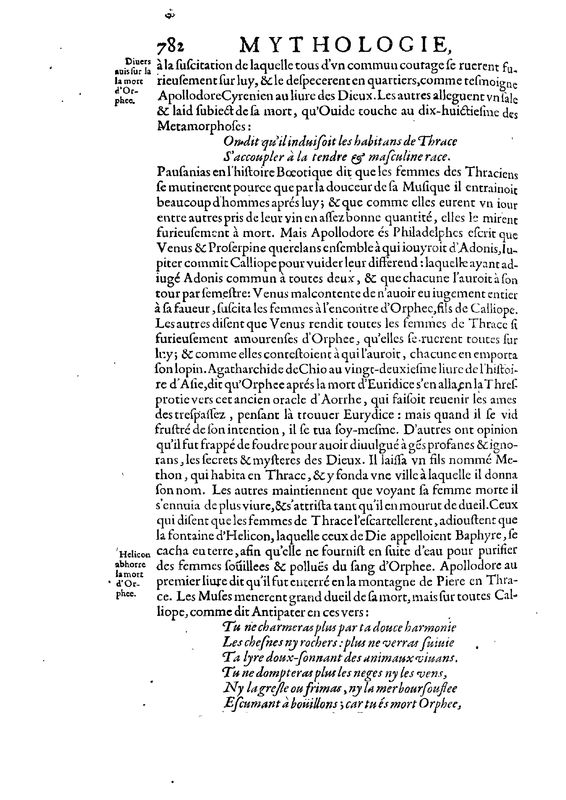 Mythologie, Paris, 1627 - VII, 15 : D’Orphee, p. 782