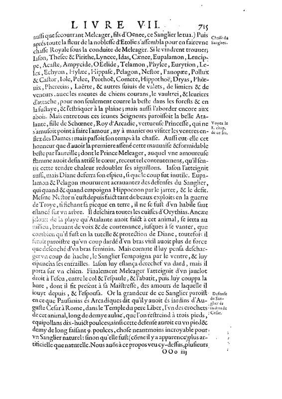 Mythologie, Paris, 1627 - VII, 4 : Du Sanglier de Calydon, p. 715