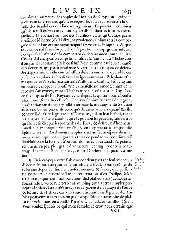 Mythologie, Paris, 1627 - IX, 19 : De Sphinx, p. 1033