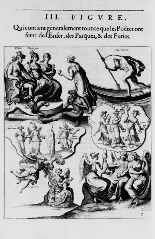 Mythologie, Paris, 1627 - III. Figure, Qui contient generalement tout ce que les poëtes ont feint de l'Enfer, des Parques et des Furies, p. 176