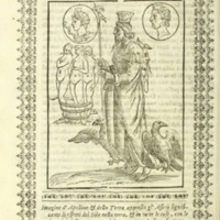 Nove Imagini, Padoue, 1615 - 020 : Apollon assyrien d'après Macrobe avec Diane d'Ephèse (la Nature), Cybèle et une figure chauve (la matière)