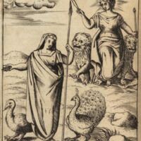 cartari1603_042bis_p162_Junon Lucine ; la déesse Syrienne assise entre deux lions.JPG
